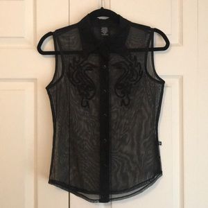 Harley Davidson Sexy Sheer Sleeveless Button Down